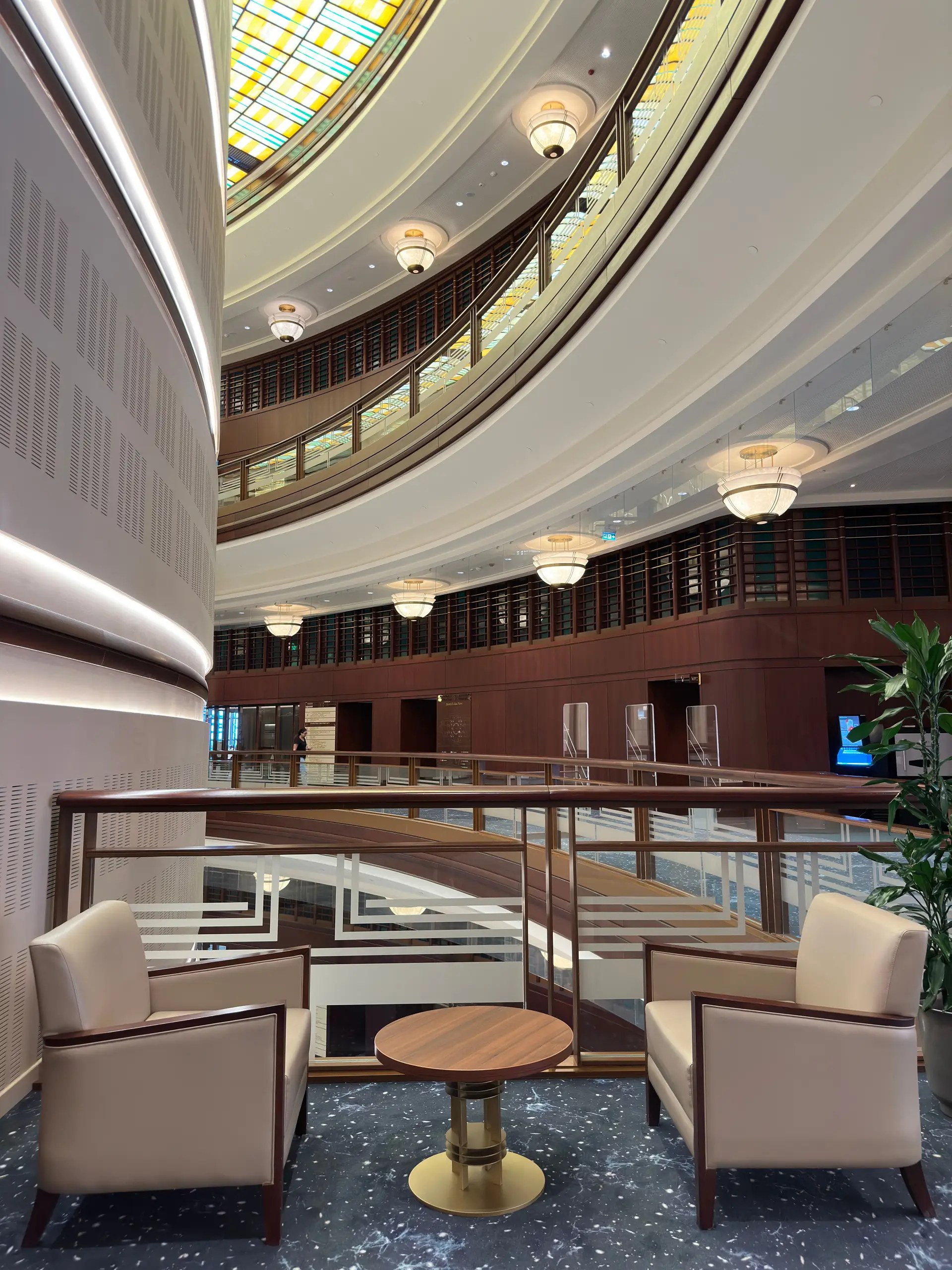 Elegant mezzanine architecture in a resort setting