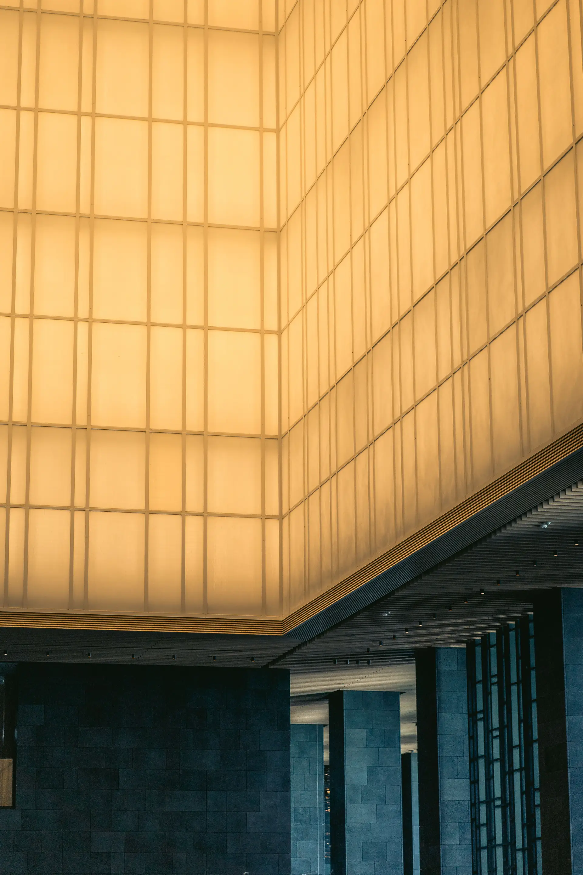 Modern hotel interior with warm lighting design